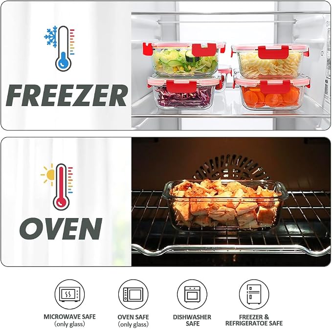 VERONES 12 Packs Glass Food Storage Containers Set - Image 3