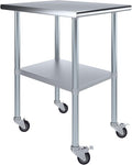 AmGood 24" Long x 30" Deep Stainless Steel Table with Casters