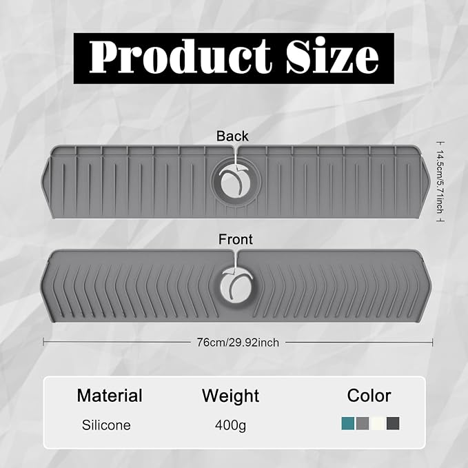 30 Inch Silicone Kitchen Sink Faucet Mat, Adjustable Waterproof Splash Guard - Image 2
