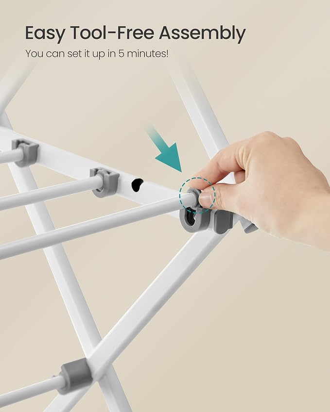 SONGMICS Foldable Clothes Drying Rack, 36.6 x 14.6 x 53.2 Inches | Laundry - Image 4