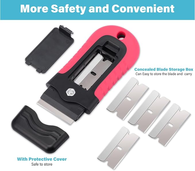 Razor Blade Scraper Tool, Glass Stovetop Paint Scraper | 10PCS Stainless Steel - Image 2