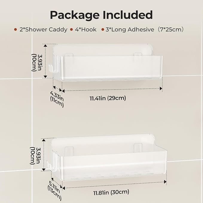 Orimade Shower Caddy 2-Pack, No-Drill Adhesive Shelves - Image 6