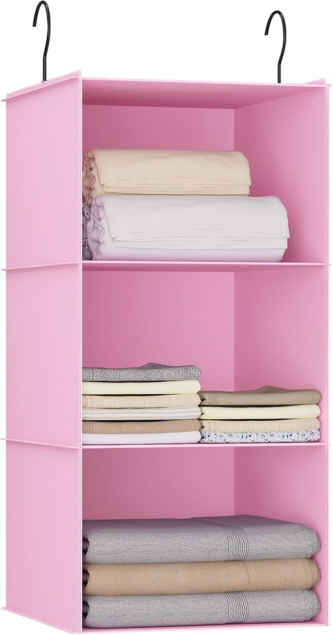 Hanging Closet Organizer 3-Shelf, Oxford Fabric Wardrobe Storage, shoes & by DonYeco