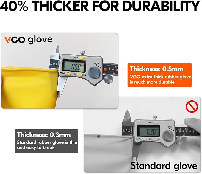 Vgo...Latex Reusable Household Gloves, Cleaning Gloves, Long Cuff | 10 pairs - Image 2