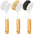 Holikme 3 Pack Dish Brush with Bamboo Handle Cleaning Brush, Pans and Vegetables by Holikme