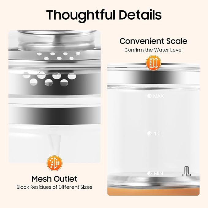 800W Electric Kettle, 1.8L Multifunctional Health Pot Electric Glass Kettle Tea Maker with Tea Infuser & & Steamed Eggs Holder, 18 Menus, Keep Warm Function, Rapid Boil