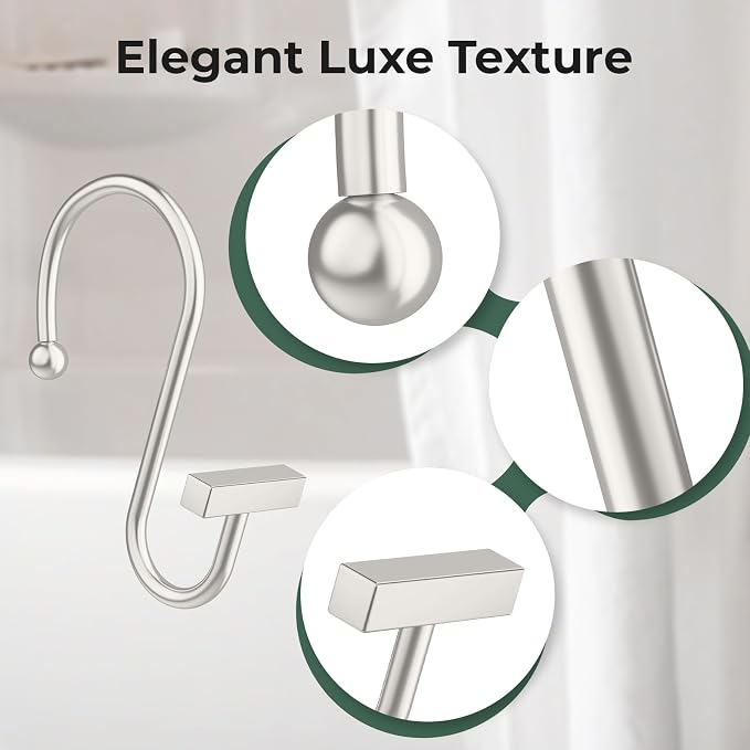 Bathway Shower Curtain Hooks, Shower Curtain Rings Rust Proof, T-Bar Design - Image 3