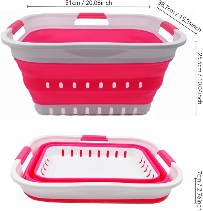 SAMMART 30L Collapsible 3 Handled Plastic Laundry Basket - Image 2