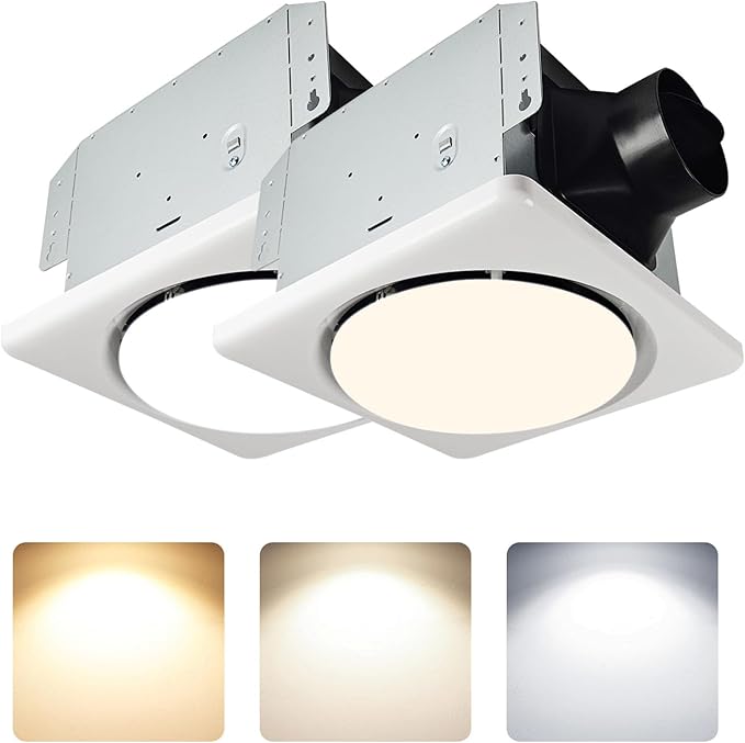 Bathroom Exhaust Fan with Light, UL HVI Certificated 120 CFM 1.2 Sones, 41W Bathroom Fan with Light for Home, 1500lm LED Light 2700K/4000K/6500K 2 pack