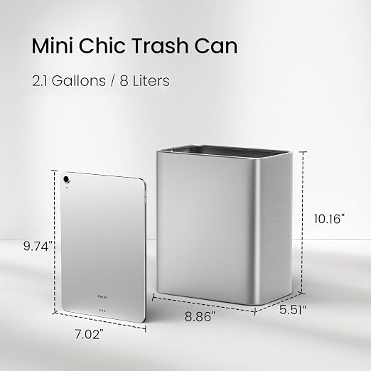 Cesun Small Bathroom Trash Can, 2.1 Gallons, Under Sink Wastebasket, Stainless - Image 3