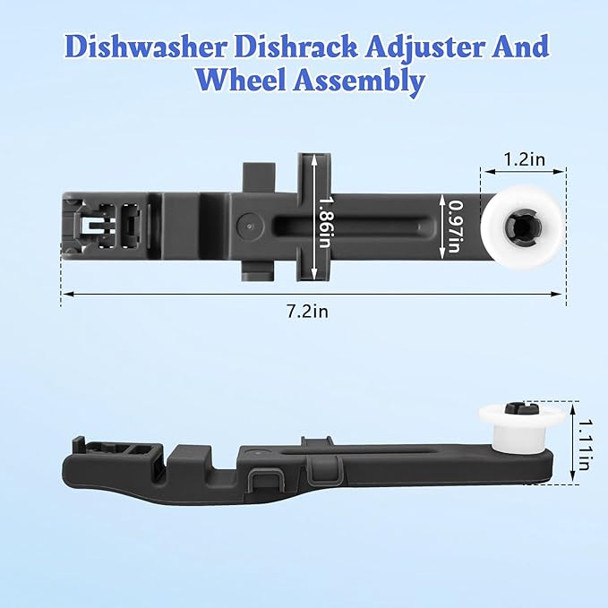 W10571738 Dishwasher Upper Dishrack Adjuster And Wheel Assembly Compatible with Whirlpool Maytag Dishwasher Top Rack Wheel Assembly Replacement Parts 3449627 PS11756470 WPW10571738 AP6023130 (2 Pack)