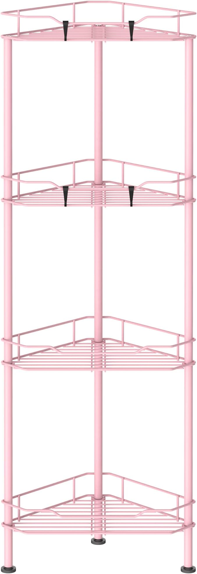 HuggieGems Metal Floor Standing Corner Shower Caddy, 4 Tier by HuggieGems