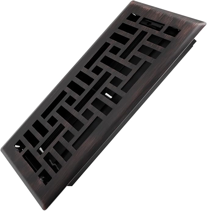4x10 Inches Heavy Duty Walkable Floor Register Easy Adjust Air Supply Lever Floor Vents - Seattle Design - Vent Cover for Home Floor - Oil Rubbed Bronze