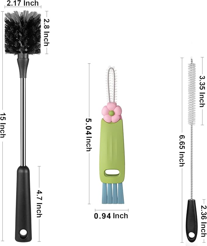 4 Pack Bottle Brush, Long Scrub Cleaning Brushes - Image 7