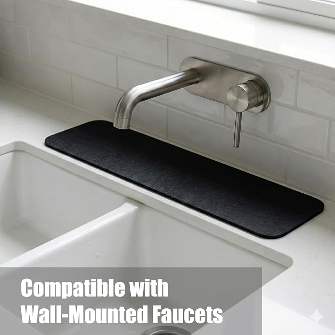Customizable Kitchen Sink Faucet Mat: 24" Lx5.5 W Absorbent Splash Guard | - Image 9