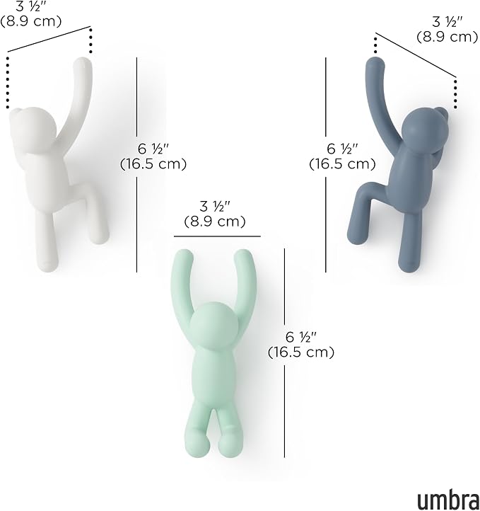 Umbra Buddy Wall Hooks, Wall Mount Coat Hooks, holds 5lbs per hook, entryway - Image 3