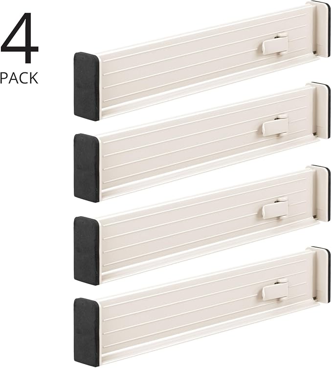 mDesign Set of 4 Drawer Dividers – Expandable Drawer Organiser Set - Image 2