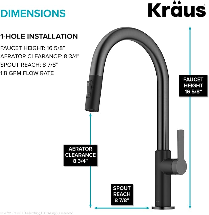 KRAUS Black Stainless Steel Pull Down Kitchen Faucet KPF-2820MBSFSB | Two-tone - Image 6