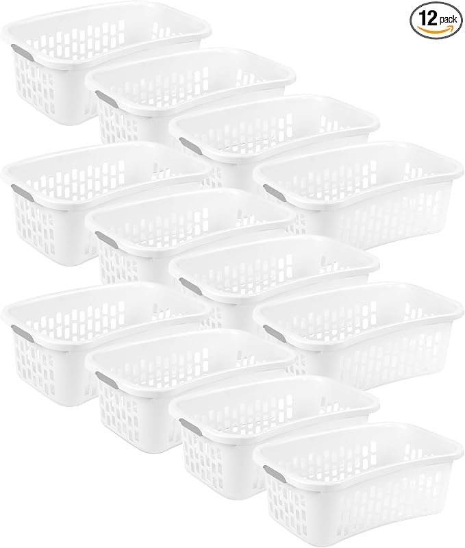Sterilite 12 Pack HipHold Laundry Basket, Plastic Rectangle Clothes Hamper by Sterilite