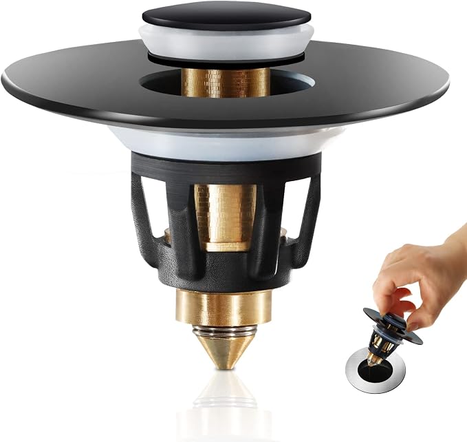 QYHNYJF Black Bathroom Sink Stopper – Pop Up Drain Stopper & Sink Strainer by QYHNYJF