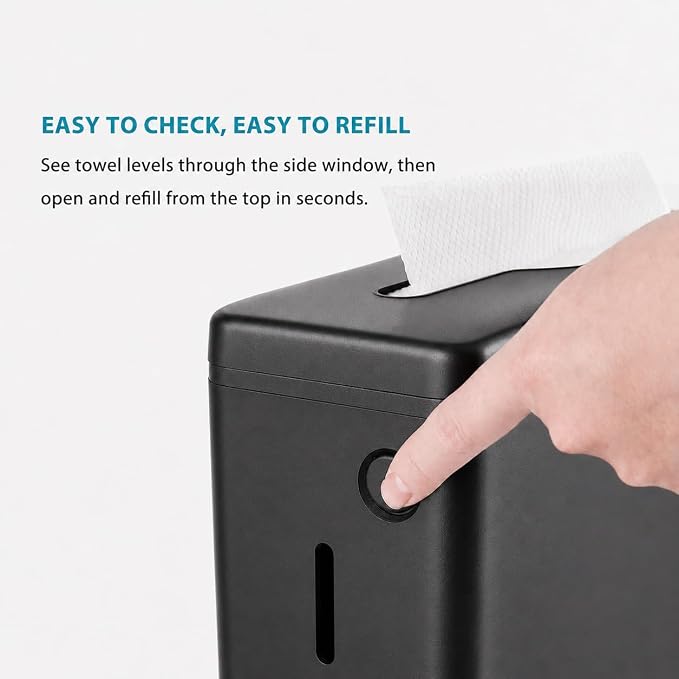 Multifold Paper Towel Dispenser Countertop Black Wide Design Large Capacity - Image 5