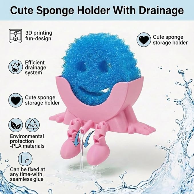 Creative Drainage Sponge Holder: Traceless Glue, 3D Printed Funny Kitchen Sink - Image 2