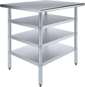 30 in. x 36 in. Stainless Steel Work Table with Three Bottom Shelves | NSF Kitchen Prep Table | Utitly Metal Table