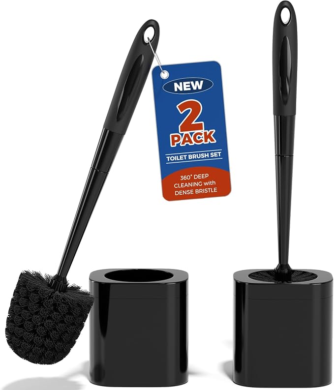 Holaloha Toilet Brush and Holder Set, Space Saving, 2 Pack, Ergonomic Silicone by Holaloha