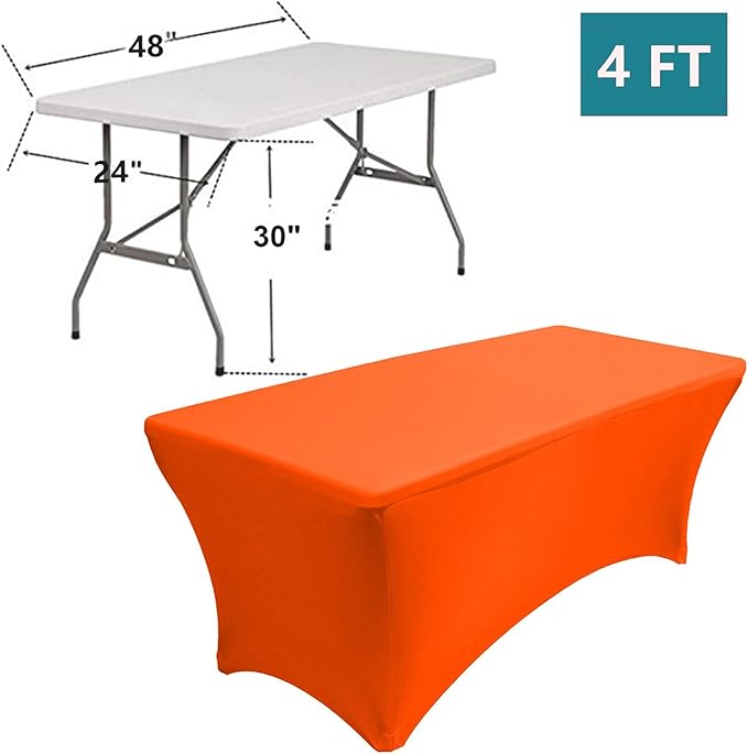 RELIANCER 2 Pack Stretch Spandex Table Covers for Rectangular Tables,4FT Elastic Fitted Tablecloth,Universal Rectangular Table Cloth Protector for Outdoor Party,Wedding,Bar,Birthday,Banquet,Events
