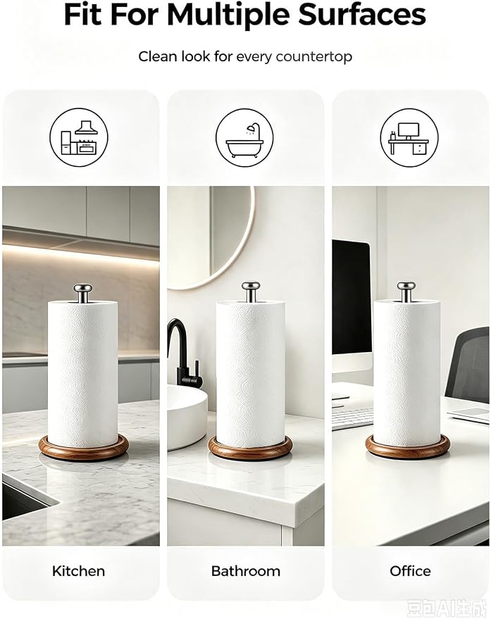VEHHE Wooden Paper Towel Holder Countertop - Image 8
