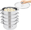 5-Tier Stainless Steel Steamer, 30cm Stainless Steel Multipurpose Steaming Pot Cookware, Multi-Functions Domestic Commercial Large Steamer for Induction Cookers, Electric Ceramic Stoves