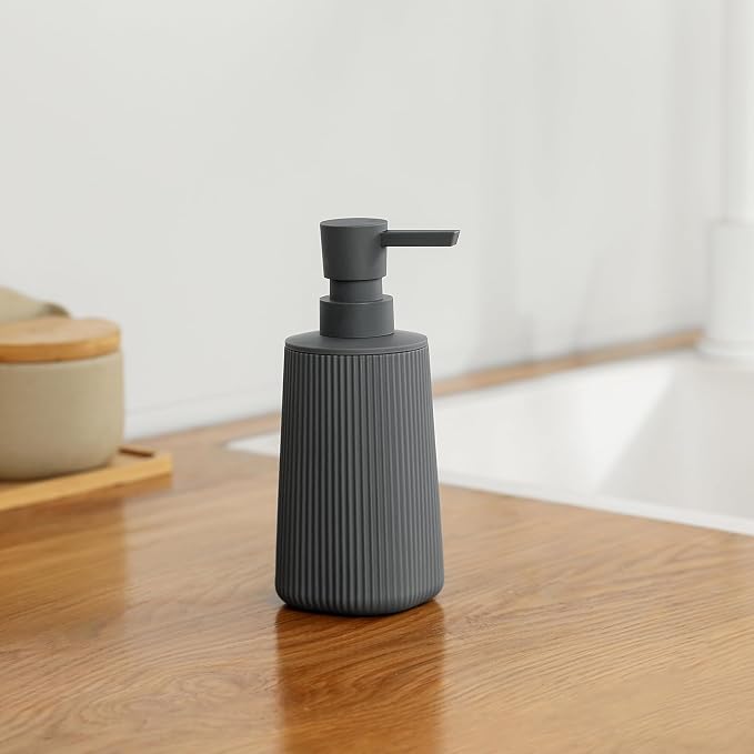 YAUKPH Small Soap Dispenser for Bathroom and Kitchen Matte Dark Gray | Modern - Image 5