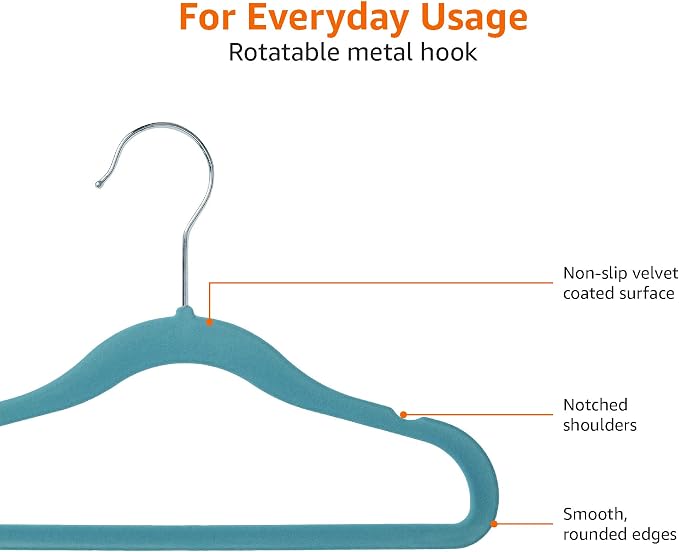 Amazon Basics Kids Space Saving Velvet Non-Slip Clothes Hangers - Image 3