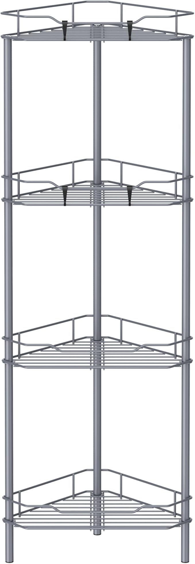 HuggieGems Metal Floor Standing Corner Shower Caddy, Dark Gray, 4 Tier by HuggieGems