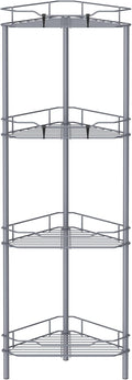 HuggieGems Metal Floor Standing Corner Shower Caddy, Dark Gray, 4 Tier by HuggieGems