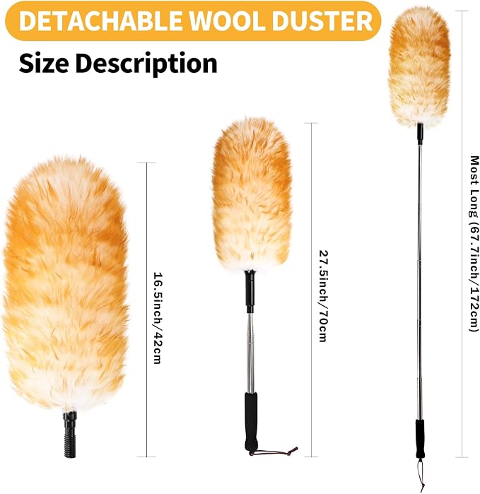 Extendable Cleaning Duster, 66.9Inch Telescoping Feather Dusters - Image 2