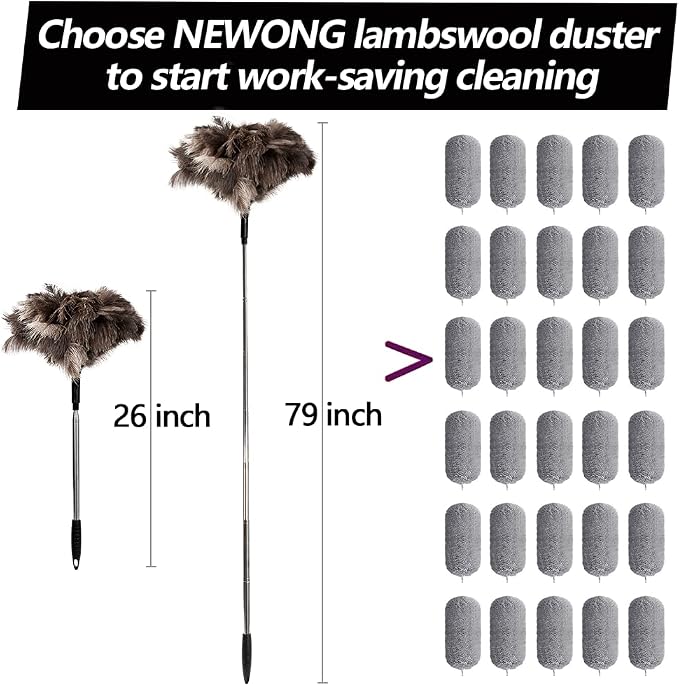 Extendable Ostrich Feather Duster, 26-79 in, - Image 3