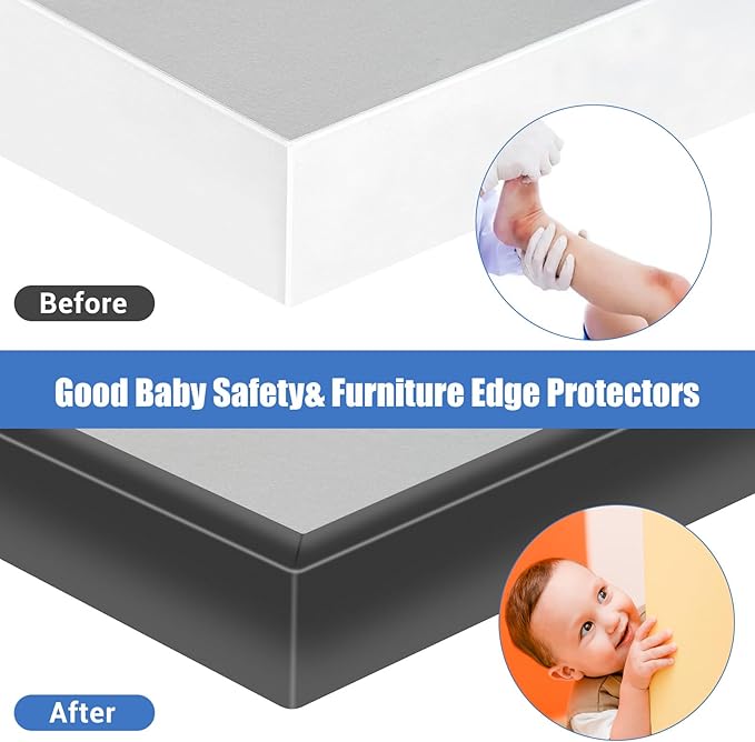 Rubber Edge Trim, Self-Adhesive U Shaped Edge Protector for Plywood, Cabinet, 2-1/4" Wood Edge Banding, Flexible Furniture Repair, EPDM Material, Fit 2-1/4"(57mm), Length 20Ft, Black