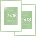 Homeforia 12x18 Picture Frame Sage Green, High End Metal 12x18 Poster Frames with Mat 8.5x11 in Photo, 12 x 18 Sage Green Frame Matted to 8.5 by 11 Art, 18x12 Frame, Tempered Glass, Wall Kit, Set of 2