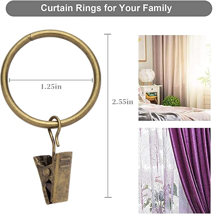 40 Pack Rings Curtain Clips Rustproof Metal Window Drapery Decorative Clips - Image 2