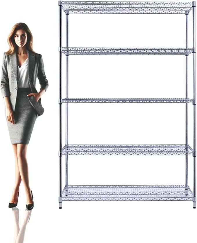 NSF Commercial 5-Tier Wire Shelving with Wheels, 48"x24"x72" Heavy Duty Metal Shelves 4000 lbs Max Capacity, Chrome Storage Rack for Garage Kitchen Pantry Warehouse