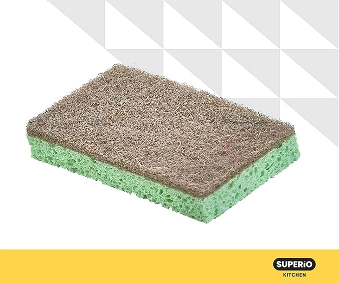 Superio Non-Scratch Cellulose Sponge Scrub Heavy Duty Kitchen Sponges Scrubbers - Image 6