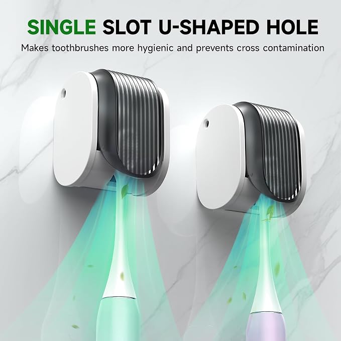 4 Pcs Toothbrush Holders Wall Mounted, Single Slot Design, Shower Self Adhesive - Image 3