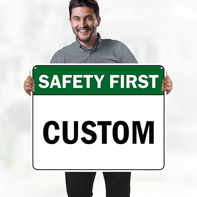 Custom Safety First Sign, Ansi Sign, Osha Compliant, 24x30 Inches, 55 mil thick HDPE (high density polyethylene), Made in USA by My Sign Center