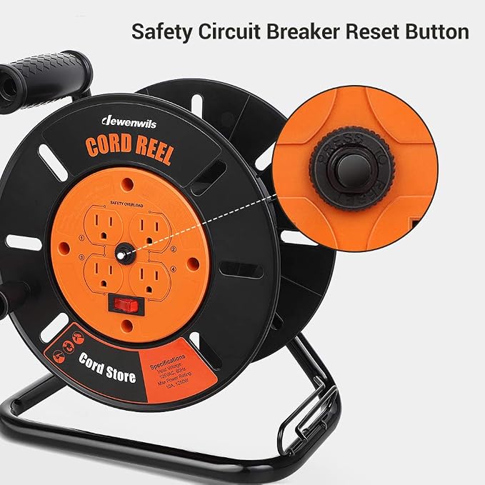 DEWENWILS Extension Cord Storage Reel, Hand Wind Retractable Open Cord Reel | - Image 4