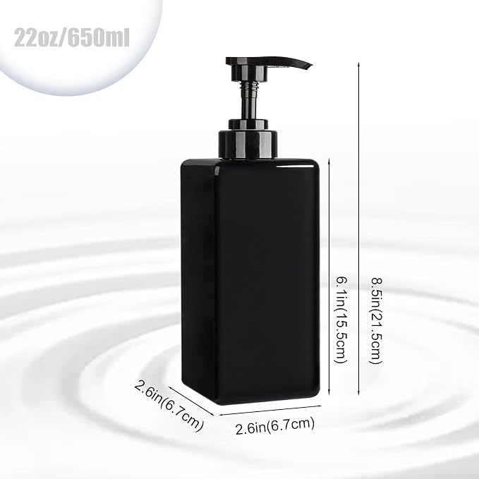 Refillable Lotion Soap Dispenser Plastic Pump Bottle 22oz Black 4 Pack | - Image 5