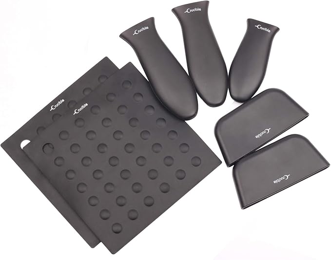 Silicone Hot Handle Holders, Potholders (7-Pack Mix Black) for Cast Iron Skillets, Pans, Frying Pans & Griddles, Metal and Aluminum Cookware Handles - Sleeve Grip, Handle Cover