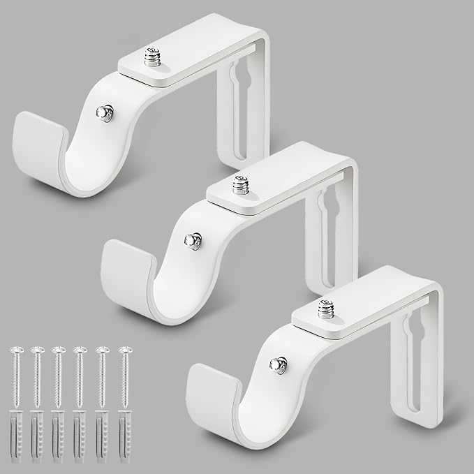 LLPJS Curtain Rod Bracket Adjustable, Drapery Rod Holder Hooks Support Hangers by LLPJSCurtainRingsClipHooks