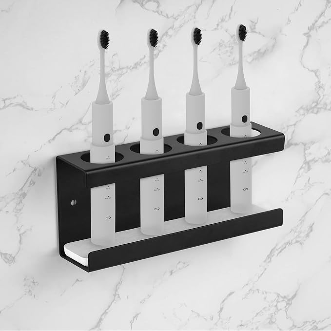 Adorila Wall Mounted Electric Toothbrush Holder, 4 Slots Stand by Adorila