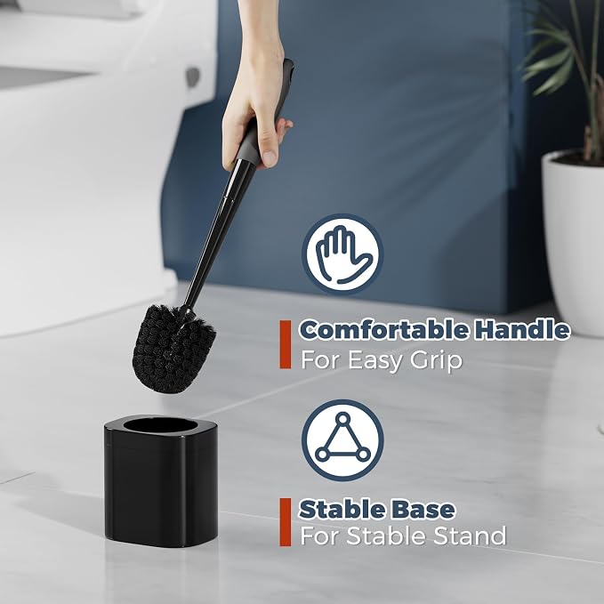 Holaloha Toilet Brush and Holder Set, Space Saving, 2 Pack, Ergonomic Silicone - Image 5